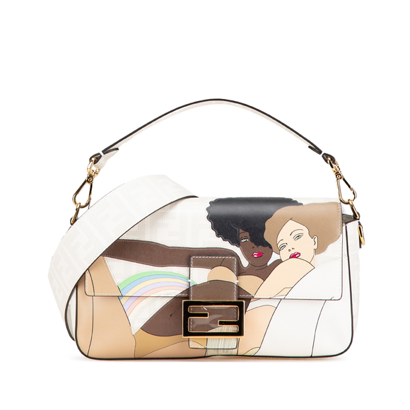 Fendi Handbags - Pre-Loved Fendi Zucca Graphic Print Coated Canvas Bikini Girls Baguette Satchel
